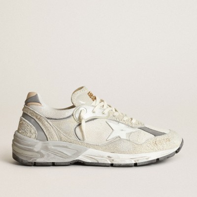 Golden Goose Dad-Star Sneakers In White And Gray Suede And White Leather Star