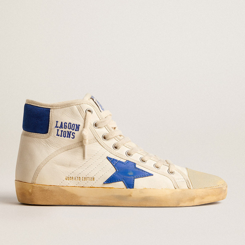 Golden Goose Francy Sneakers Penstar LAB In Nappa With Blue Star And Nylon Heel Tab