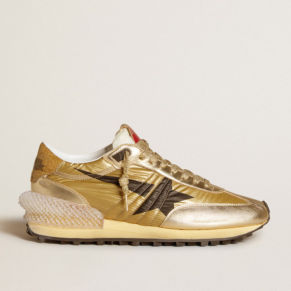 Golden Goose Gold Marathon Shoes With Gold Nylon Upper