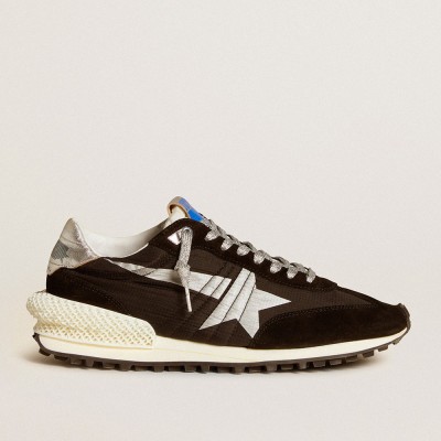 Golden Goose Marathon Shoes With Black Ripstop Nylon Upper And Silver Star