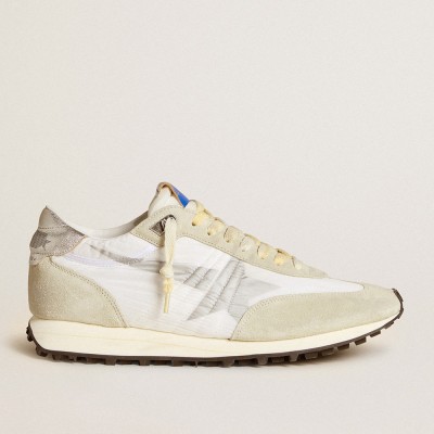 Golden Goose Marathon Shoes With White Nylon Upper And Silver Star