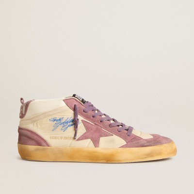 Golden Goose Mid Star Sneakers LAB In Nylon And Nappa With Mauve Suede Star