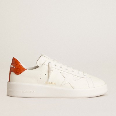 Golden Goose Purestar Sneakers With White Leather Star And Orange Heel Tab