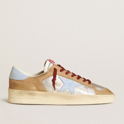 Golden Goose Silver Stardan Sneakers LTD With Light Blue Leather Star And Nubuck Inserts