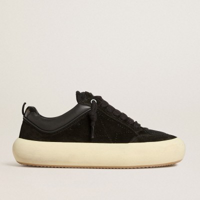 Golden Goose Space-Star Sneakers Cube In Black Suede With Perforated Star