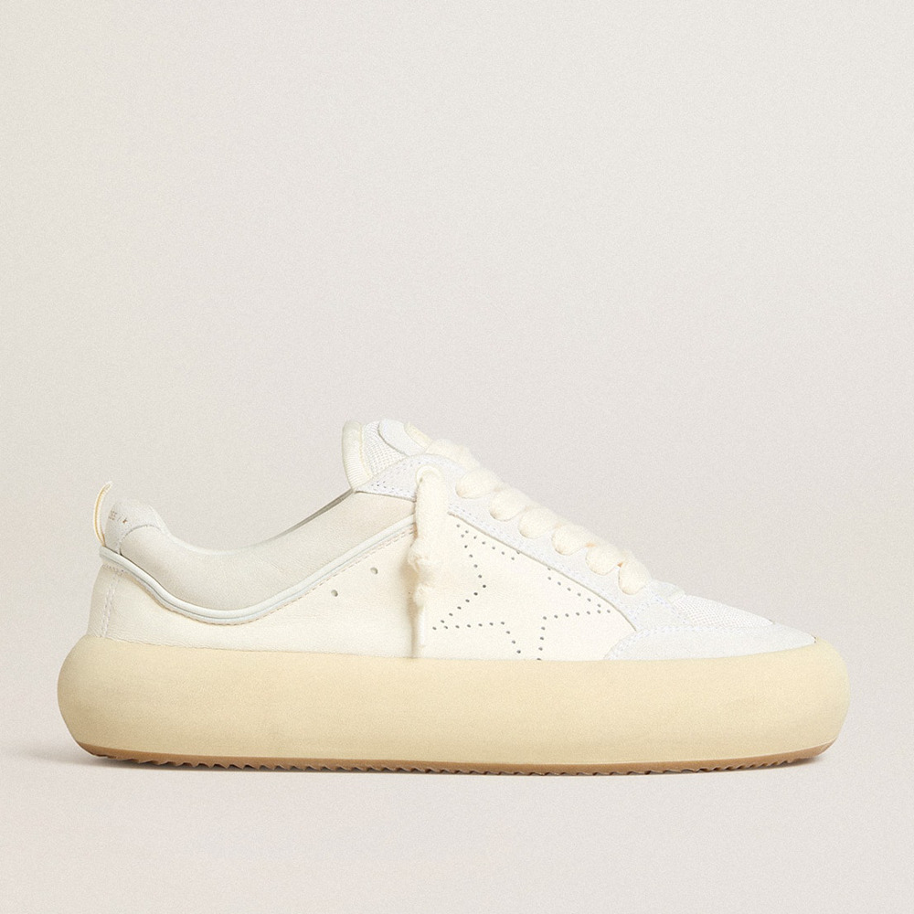 Golden Goose Space-Star Sneakers Cube In White Leather With Perforated Star