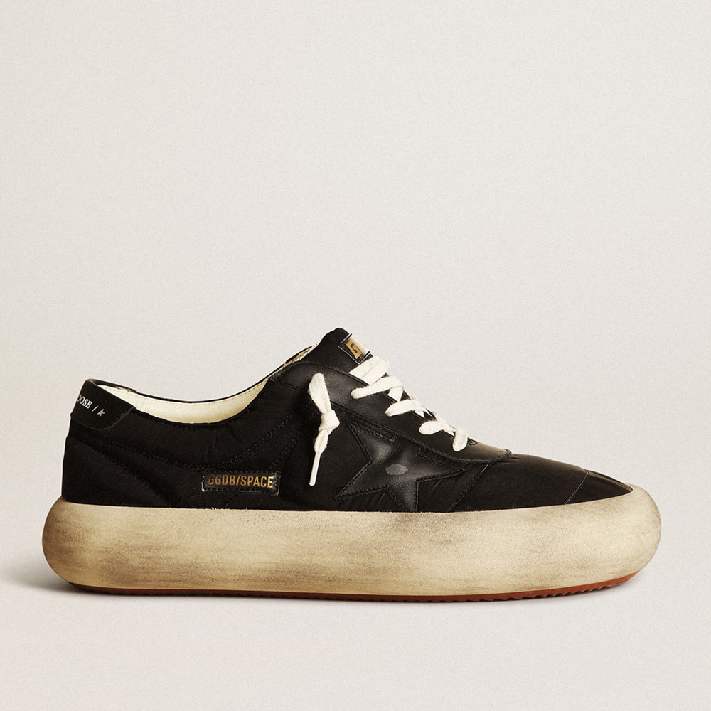 Golden Goose Space-Star Sneakers In Nylon With Black Leather Star And Heel Tab