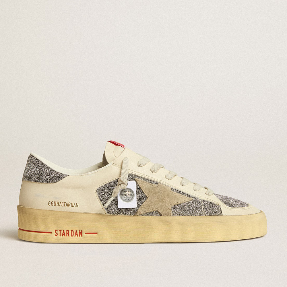 Golden Goose Stardan Sneakers In Suede With Sand Star And Swarovski Crystal Inserts