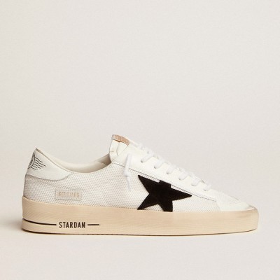 Golden Goose Stardan Sneakers In White Mesh With Black Suede Star