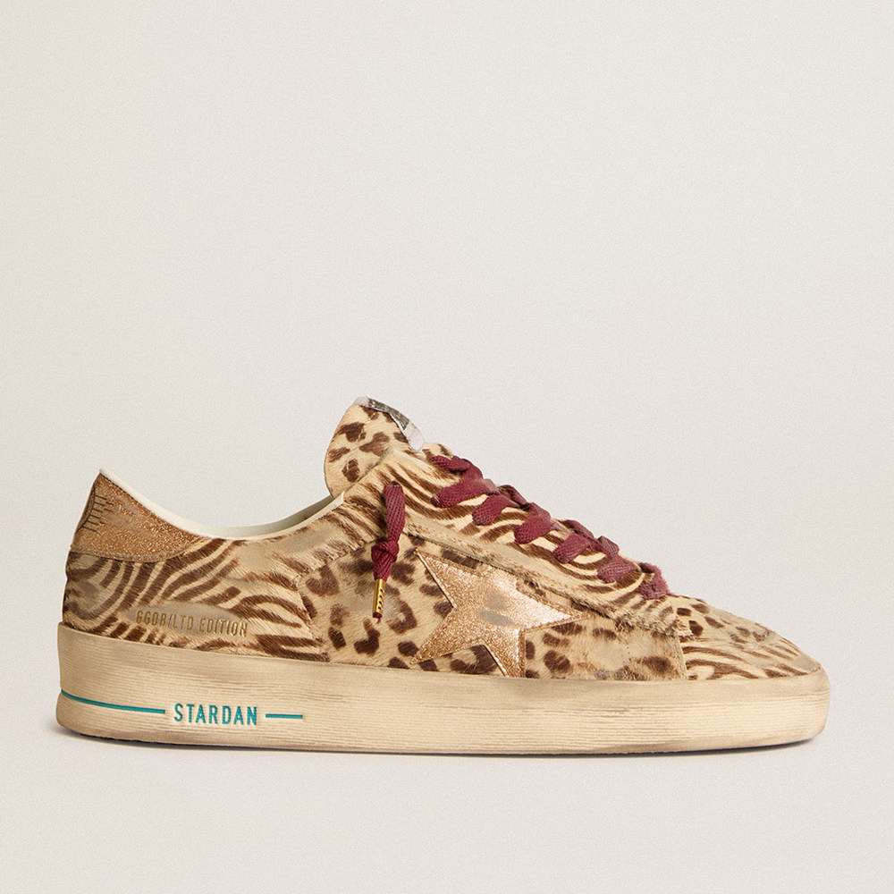 Golden Goose Stardan Sneakers LTD In Animal-print Pony Skin With Gold Glitter Star