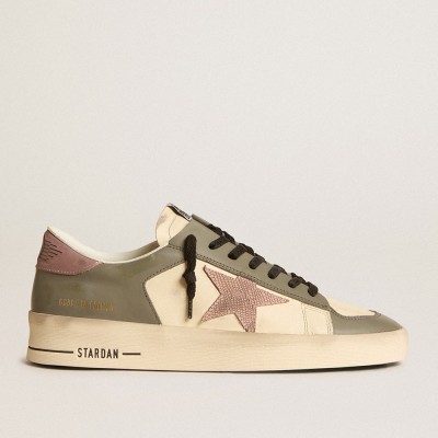 Golden Goose Stardan Sneakers LTD In Gray Leather With A Pink Leather Star And Heel Tab