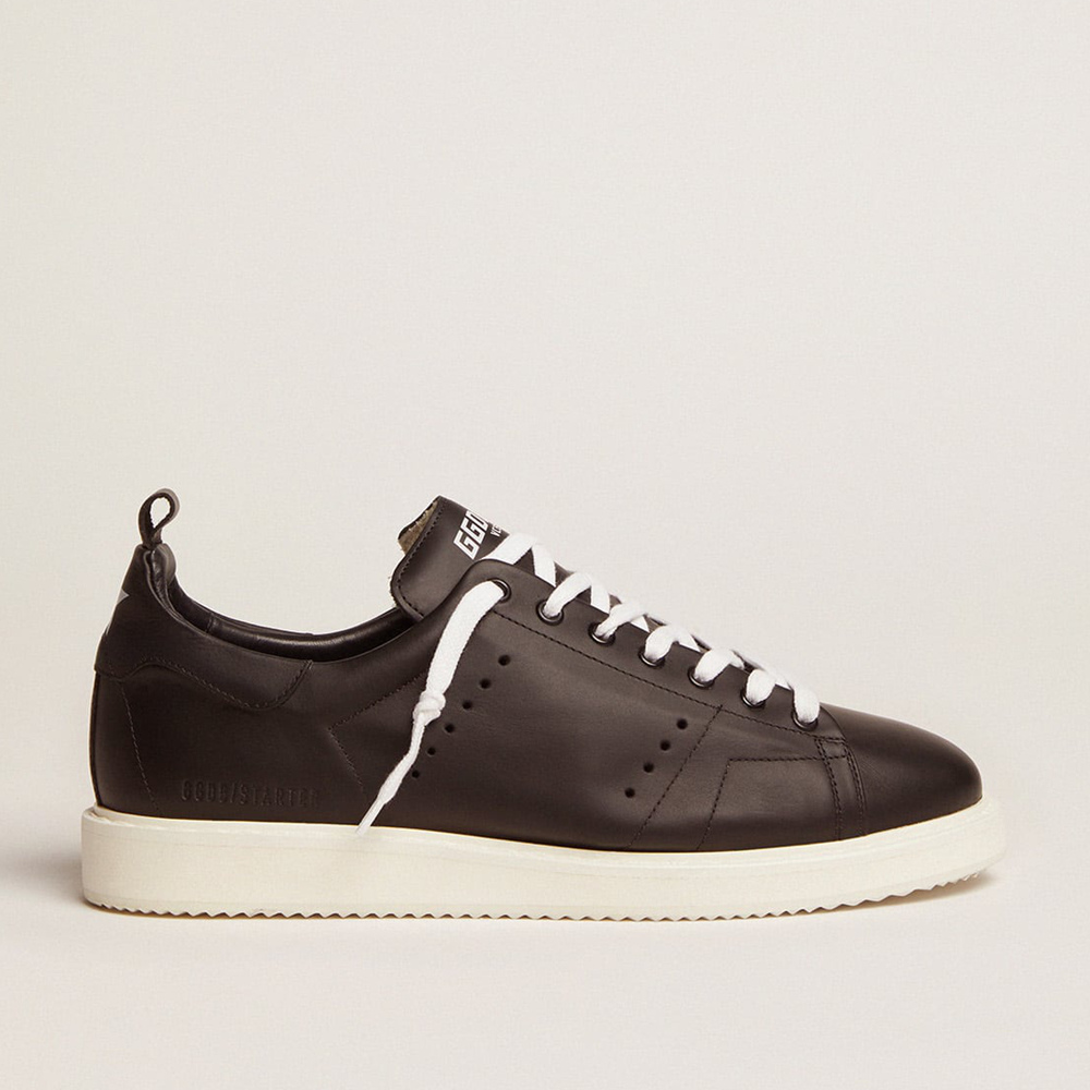 Golden Goose Starter Sneakers In Leather With Star Printed On The Heel Tab