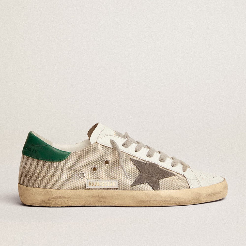 Golden Goose Super-Star Sneakers In Light Silver Mesh With Gray Star