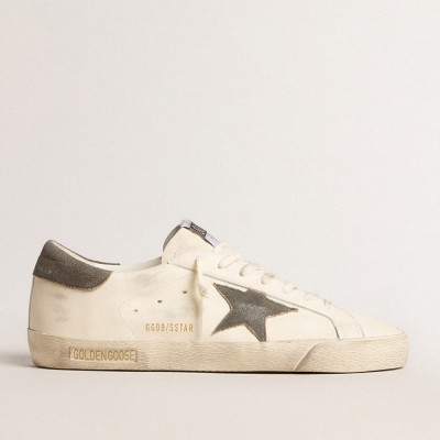 Golden Goose Super-Star Sneakers In Nappa With Gray Suede Star And Heel Tab