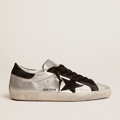 Golden Goose Super-Star Sneakers In Silver Leather