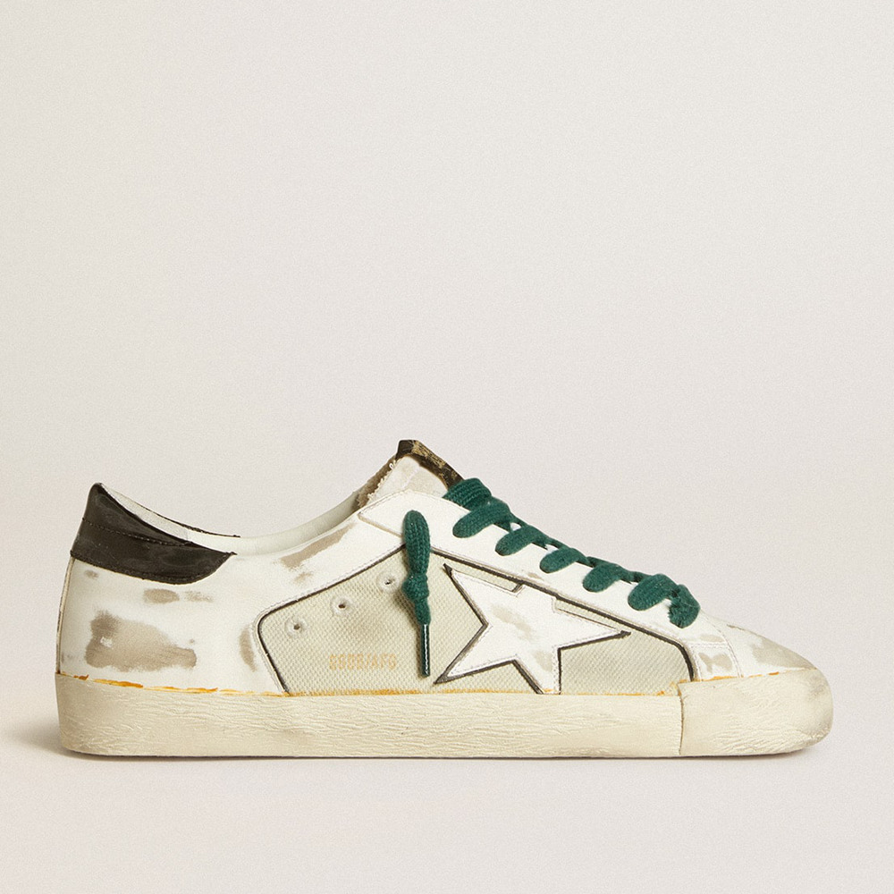 Golden Goose Super-Star Sneakers LAB In White Leather With White Star And Black Heel Tab