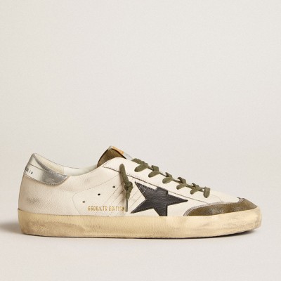 Golden Goose Super-Star Sneakers LTD In Nappa Leather With Black Leather Star And Silver Heel Tab