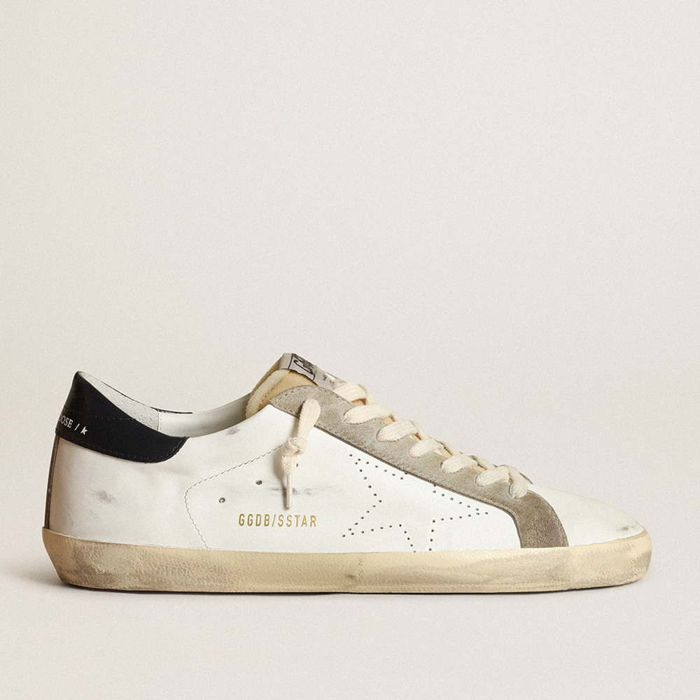 Golden Goose Super-Star Sneakers With Perforated Star And Blue Heel Tab