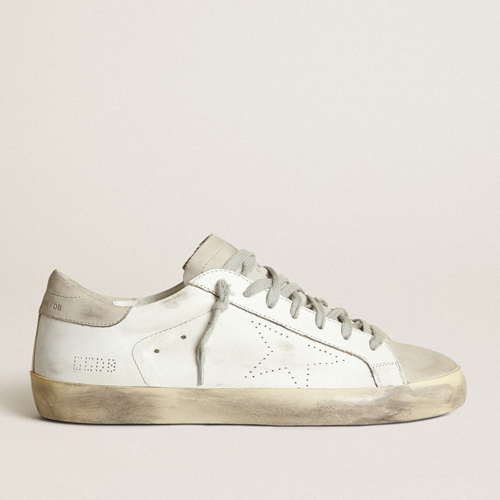 Golden Goose Super-Star Sneakers With Perforated Star And Ice-gray Heel Tab