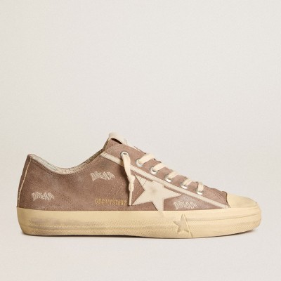 Golden Goose V-Star Sneakers In Dove-gray Suede With Light Gray Leather Star