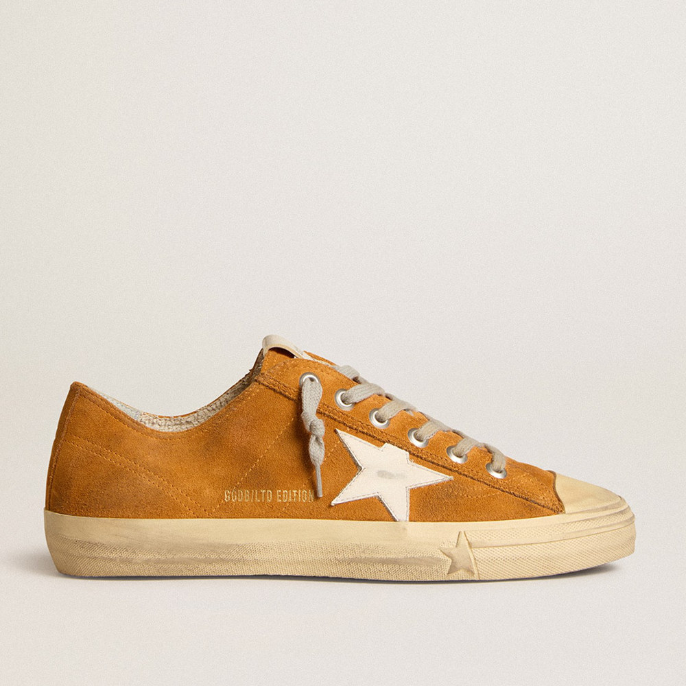 Golden Goose V-Star Sneakers LTD In Camel Suede With A Milk-white Leather Star