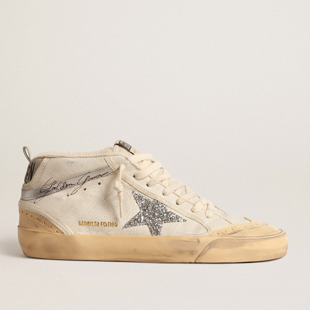 Golden Goose Mid Star Sneakers LTD With Glitter Star And Metallic Leather Flash