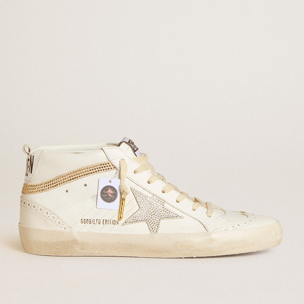 Golden Goose Mid Star Sneakers LTD With Star And Heel Tab In Suede With Swarovski Crystals