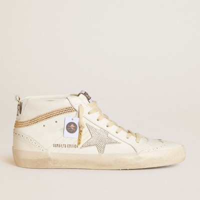 Golden Goose Mid Star Sneakers LTD With Star And Heel Tab In Suede With Swarovski Crystals