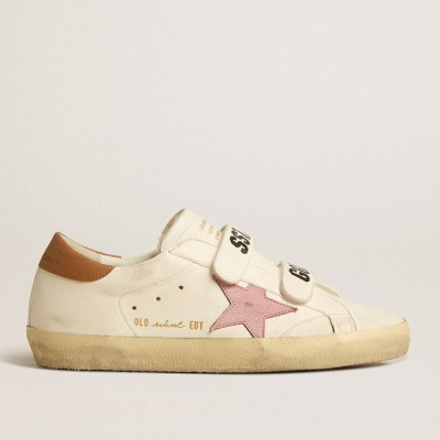 Golden Goose Old School Sneakers In Nappa Leather With Pink Leather Star And Beige Shearling Lining