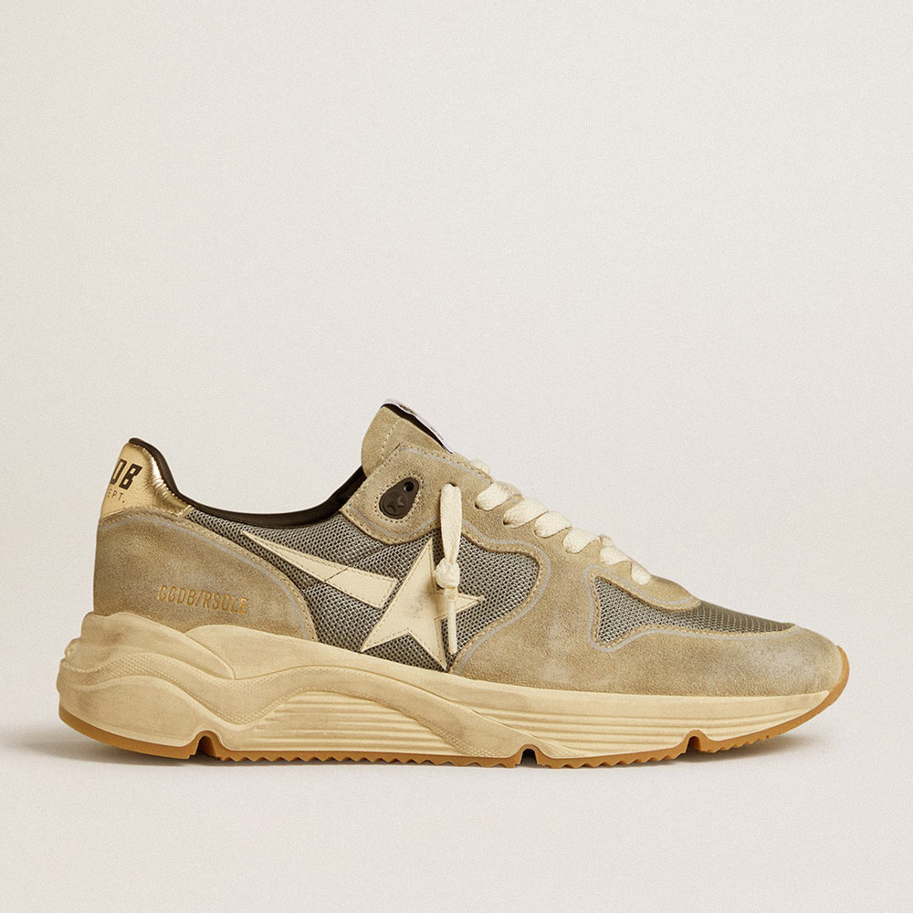 Golden Goose Running Sole Shoes In Gray Suede With White Star And White Heel Tab