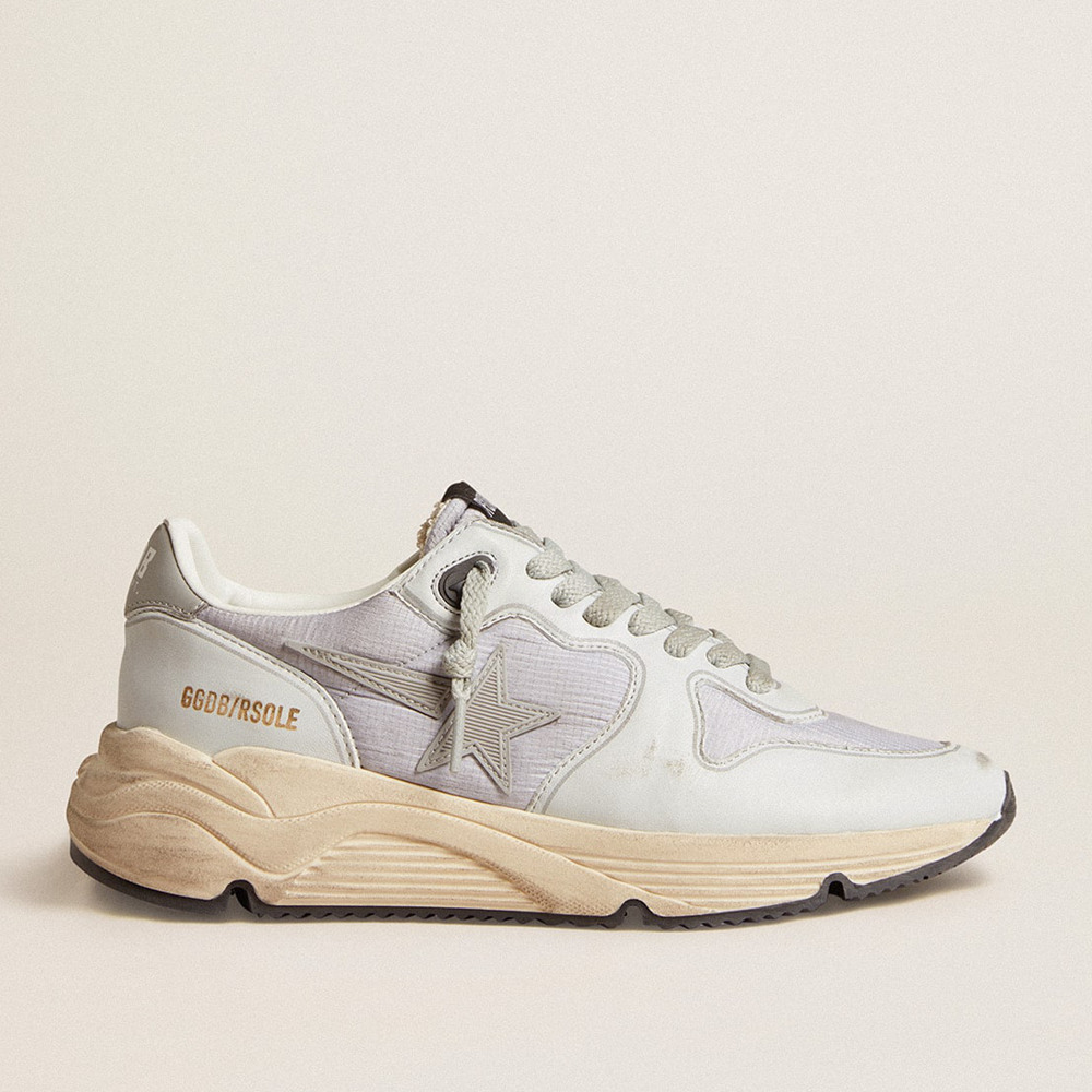 Golden Goose Running Sole Shoes In Nylon And Nappa With Rubber Star And Leather Heel Tab