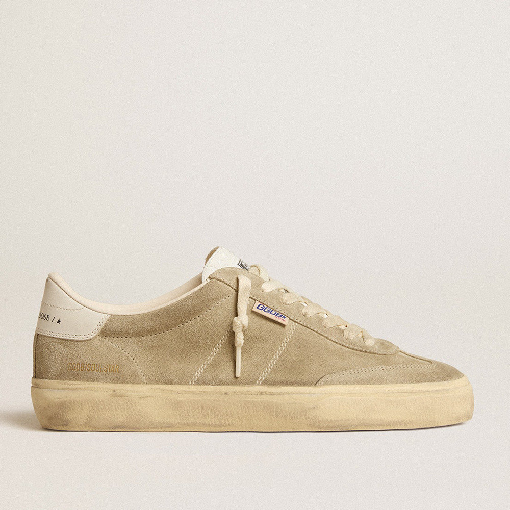 Golden Goose Soul Star Sneakers In Dove-gray Suede With White Leather Heel Tab And Tongue