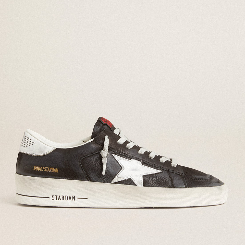 Golden Goose Stardan Sneakers In Black Nubuck And Mesh With Gray Leather Star And Heel Tab