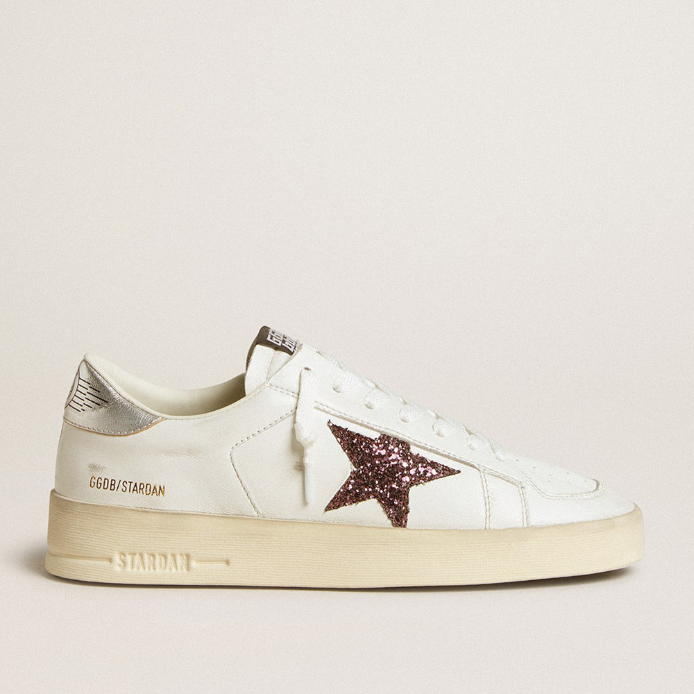 Golden Goose Stardan Sneakers In Nappa With Glitter Star And Metallic Leather Heel Tab