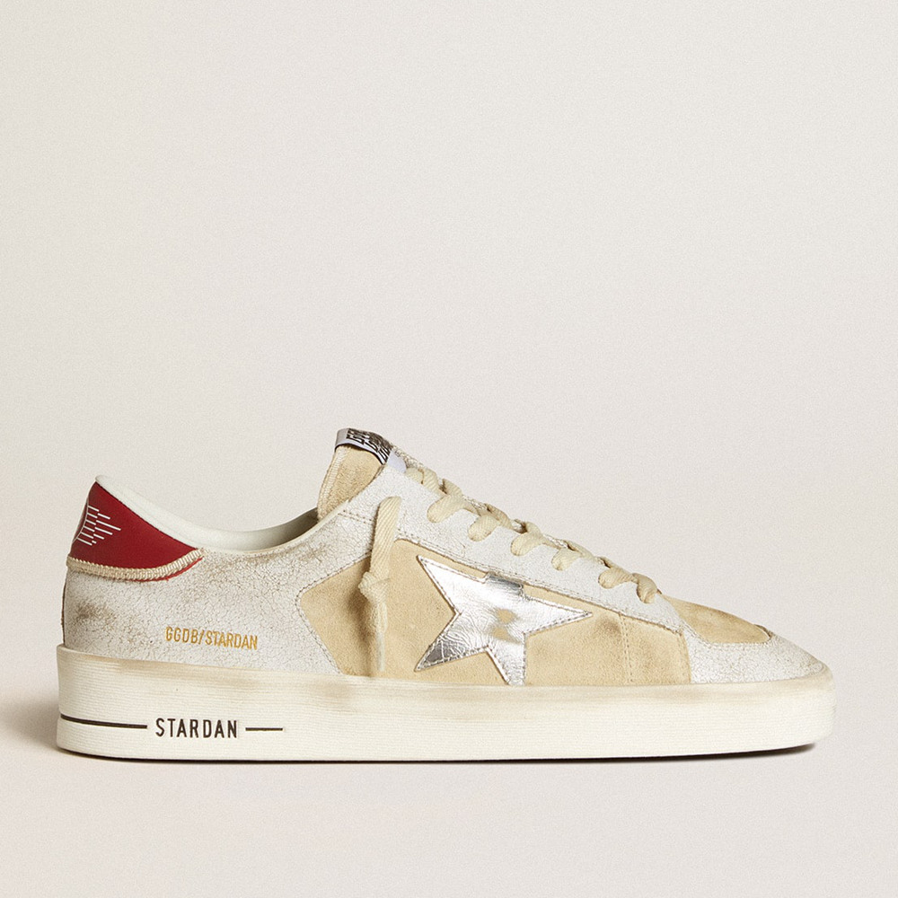 Golden Goose Stardan Sneakers In Nubuck And Crackle Leather With Silver Metallic Leather Star