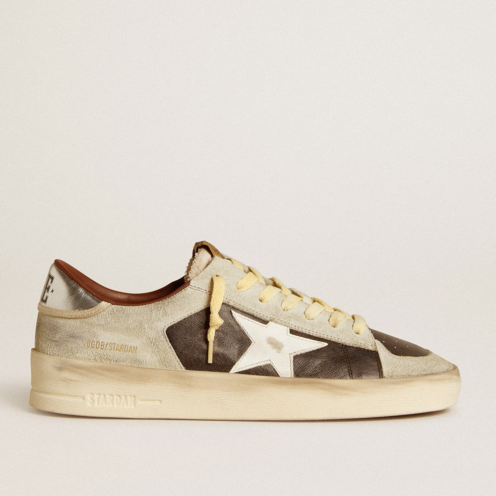 Golden Goose Stardan Sneakers In Suede And Leather With Leather Star And Metallic Heel Tab