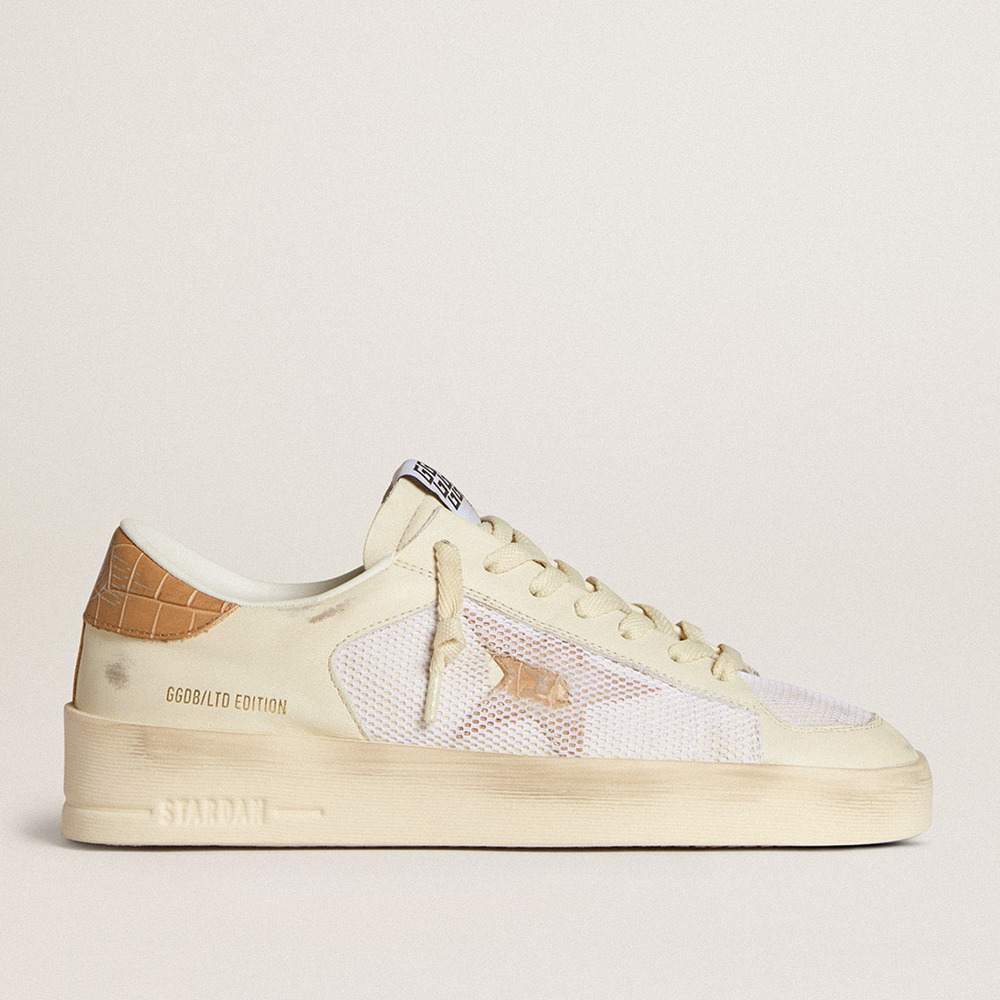 Golden Goose Stardan Sneakers LTD With Beige Leather Star And Crocodile Beige Leather Heel Tab