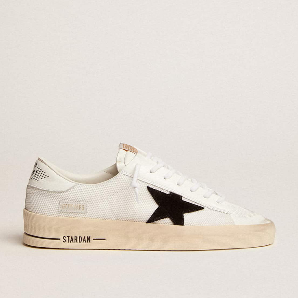 Golden Goose Stardan Sneakers With White Leather And Mesh Inserts And Black Suede Star