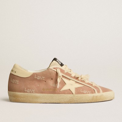 Golden Goose Super-Star Sneakers In Powder-pink Suede With Cream Leather Star