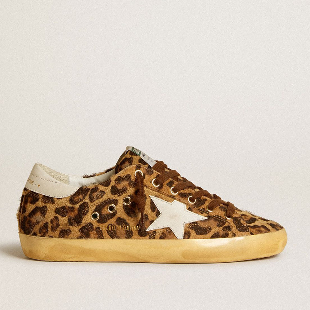 Golden Goose Super-Star Sneakers LTD In Leopard-print Pony Skin With Leather Star And Heel Tab