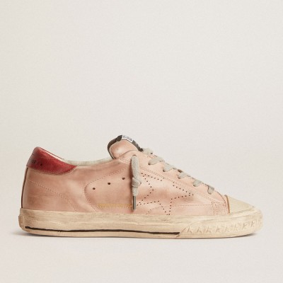 Golden Goose Super-Star Sneakers LTD In Pink Nubuck With Perforated Star And Leather Heel Tab