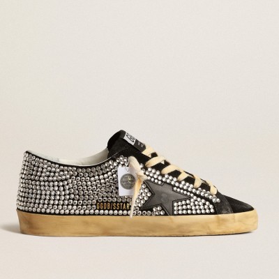 Golden Goose Super-Star Sneakers LTD With Swarovski Crystals And Black Leather Star