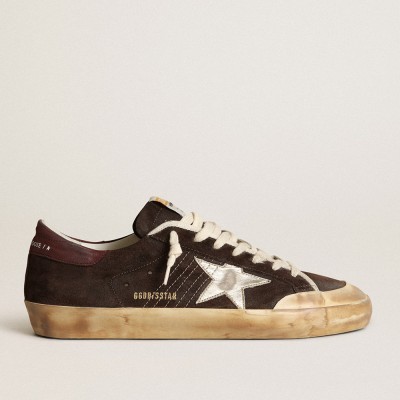 Golden Goose Super-Star Sneakers Penstar In Brown Suede With A Platinum Star