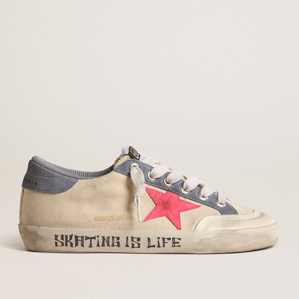 Golden Goose Super-Star Sneakers Penstar LTD In Canvas With Lobster-colored Suede Star