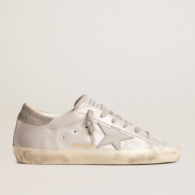 Golden Goose Super-Star Sneakers Sneakers In Gray-white Glitter-effect Leather With Leather Star