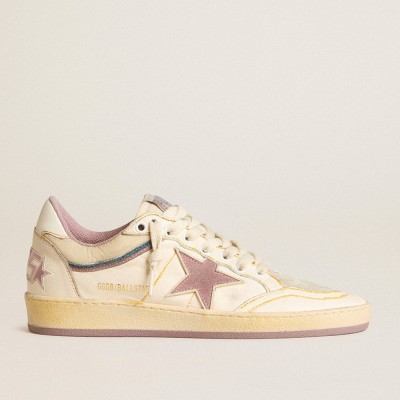 Golden Goose Ball Star Sneakers In Nappa Leather With Mauve TPU Star And Leather Heel Tab