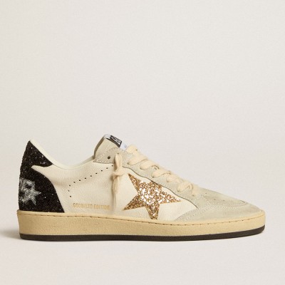 Golden Goose Ball Star Sneakers LTD In Nappa And Suede With Glitter Star And Black Heel Tab