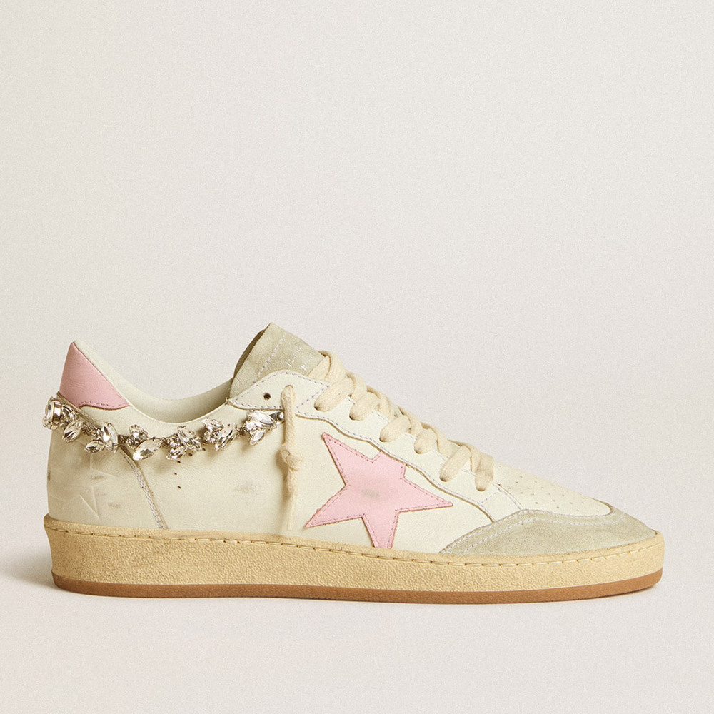 Golden Goose Ball Star Sneakers LTD With Pink Leather Star And Crystal Decoration