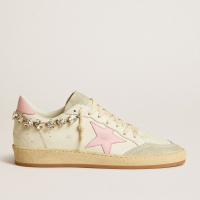 Golden Goose Ball Star Sneakers LTD With Pink Leather Star And Crystal Decoration