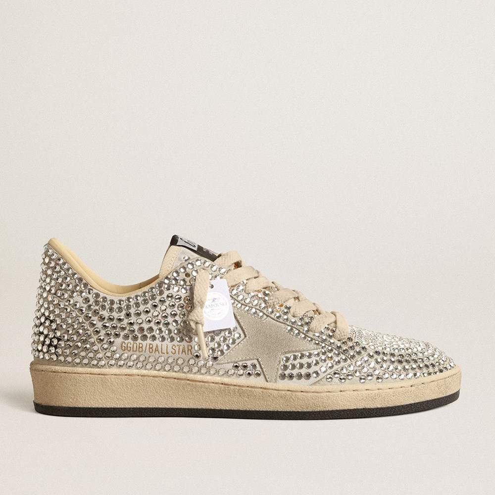 Golden Goose Ball Star Sneakers LTD With Swarovski Crystals And Gray Suede Star